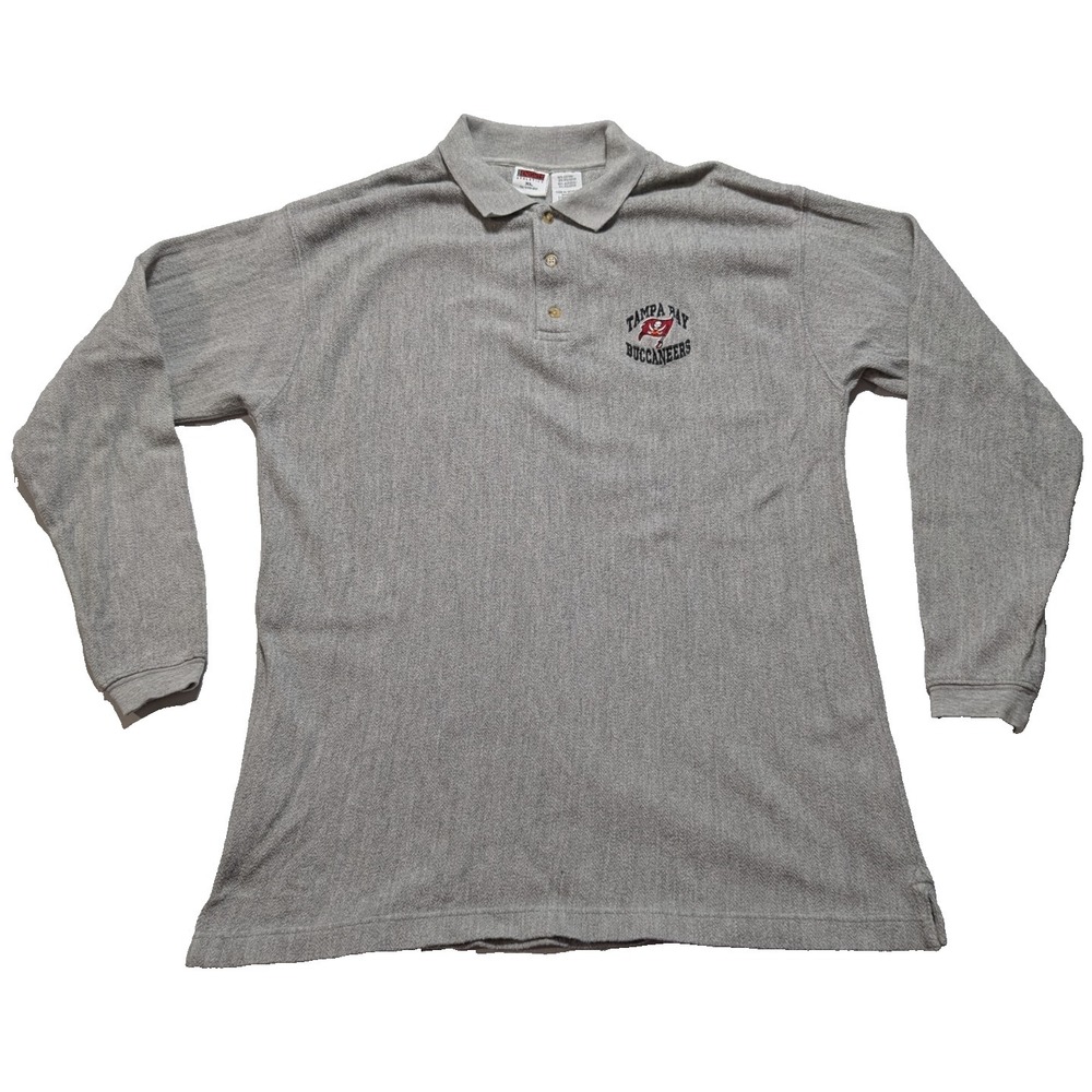 VTG 1999 TAMPA BAY BUCCANEERS x Men XL Iron Knights Gray Long Sleeve Polo Shirt‎